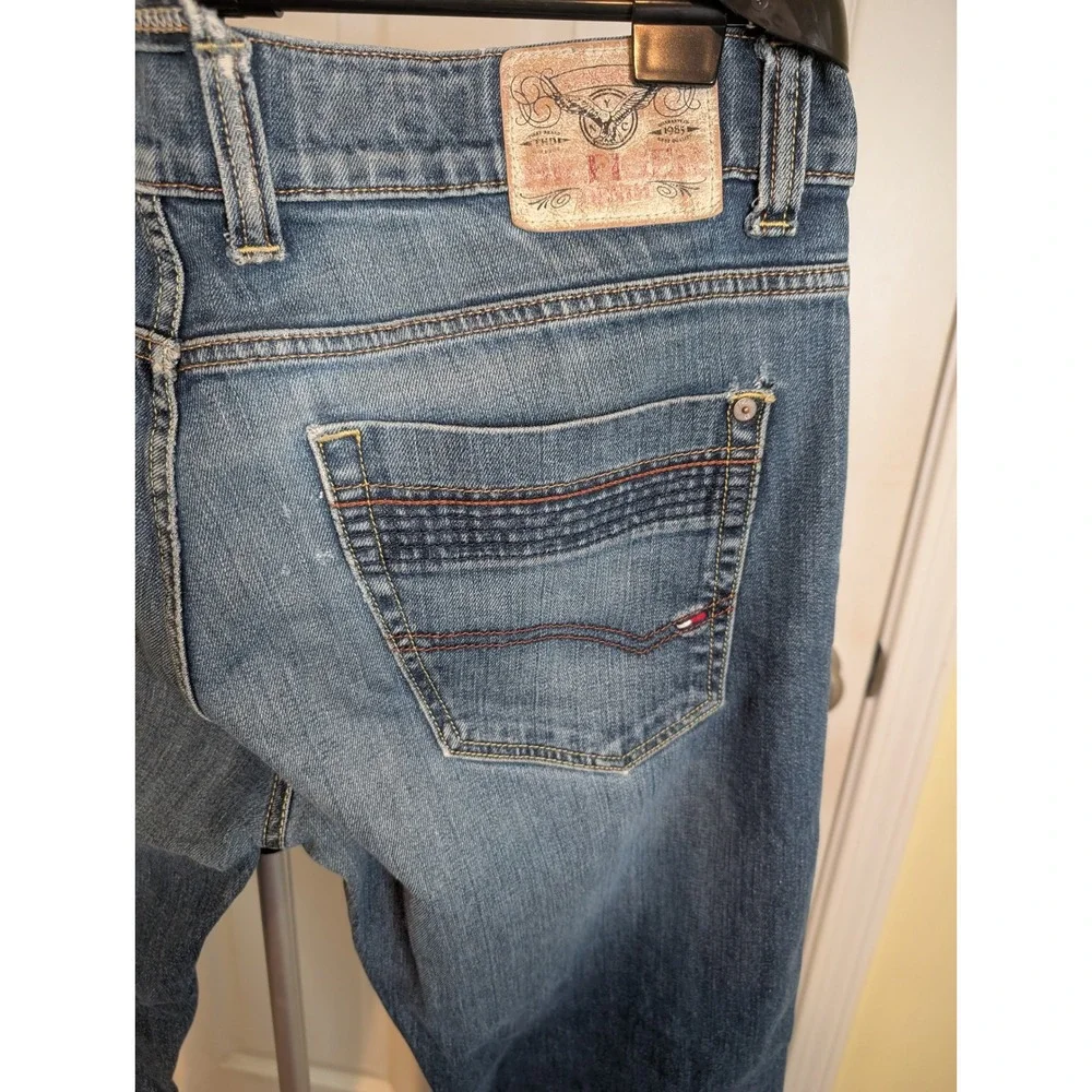 Tommy Hilfiger Jeans Rogar‎ Blue Straight Leg Moto Detail Medium Wash - Size 34